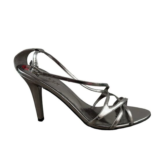 LAUREN Ralph Lauren Abriella Heels Metallic Silver Strappy Stiletto Womens 10B - Picture 5 of 11